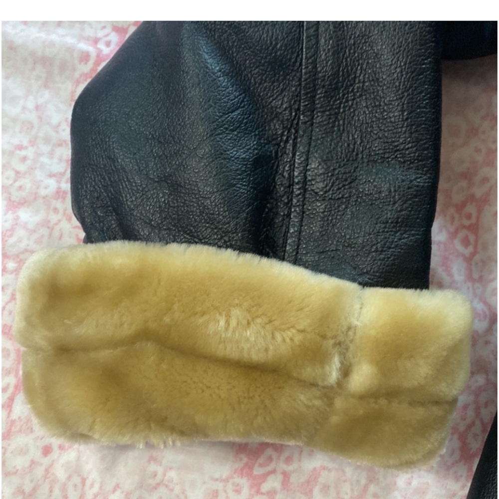 Vintage Wilda black leather & fur coat - Picture 4 of 12